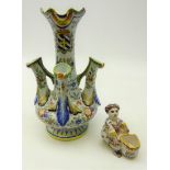 18th/ early 19th century Delft polychrome salt in the form of a seated woman and a early 20th