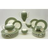 Teal banded Wedgwood part dinner,