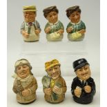 Six Royal Doulton 'The Doultonville Collection' toby jugs, Captain Prop, Fred Fly, Sgt.