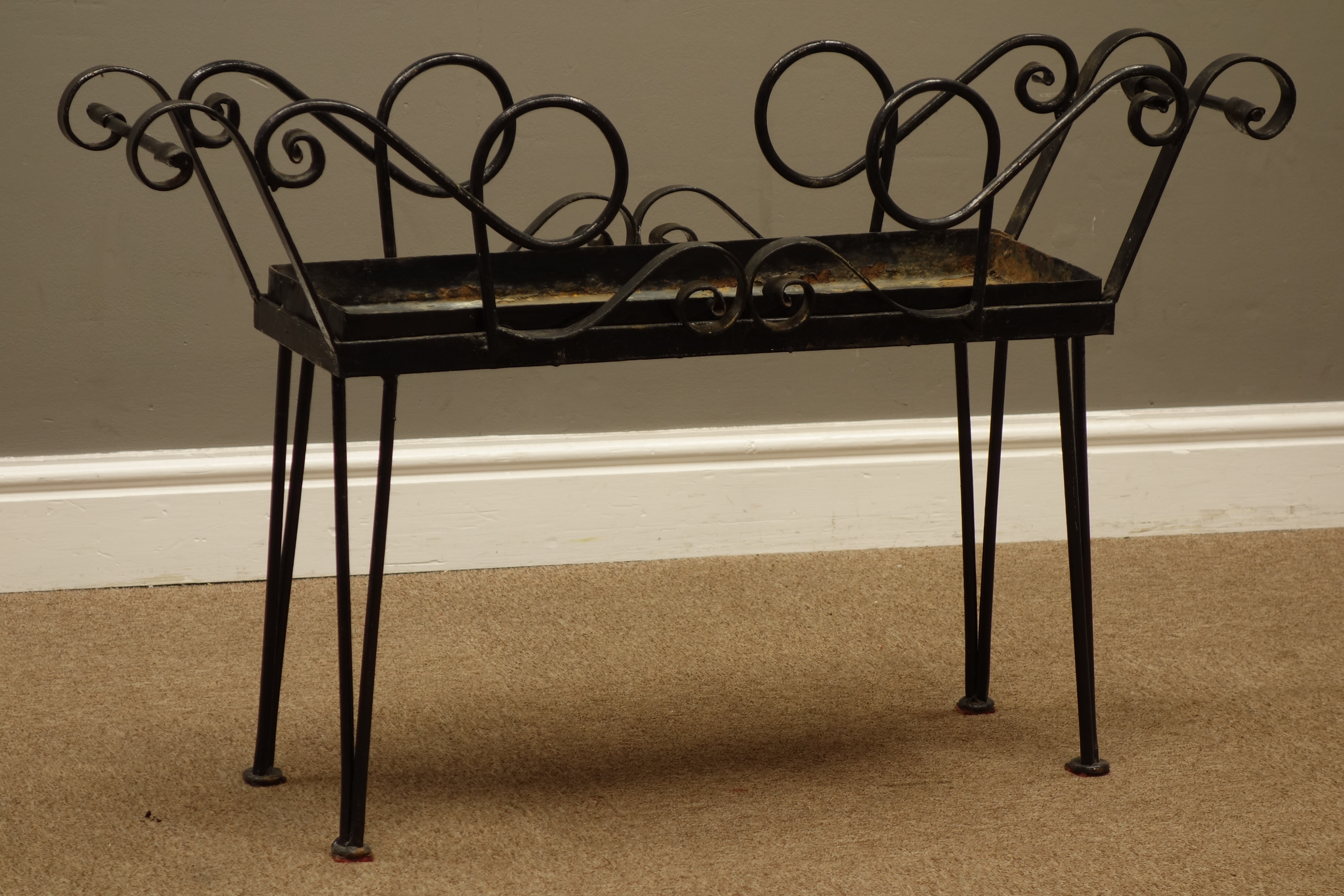 Wrought metal plant stand, W90cm, H55cm Condition Report <a href='//www.