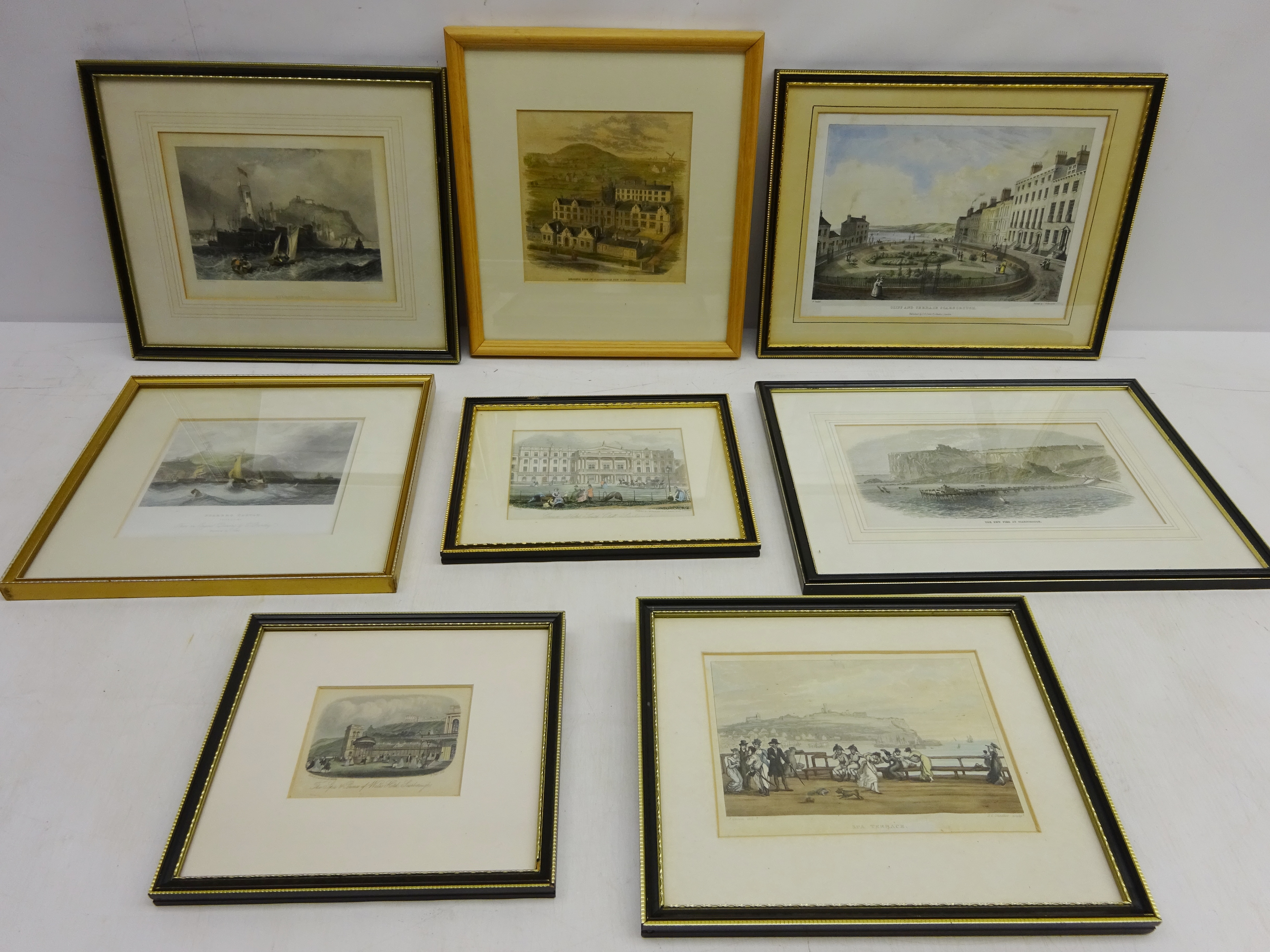 Scarborough Interest - eight 19th century engravings including 'Cliff and Terrace', printed by C.