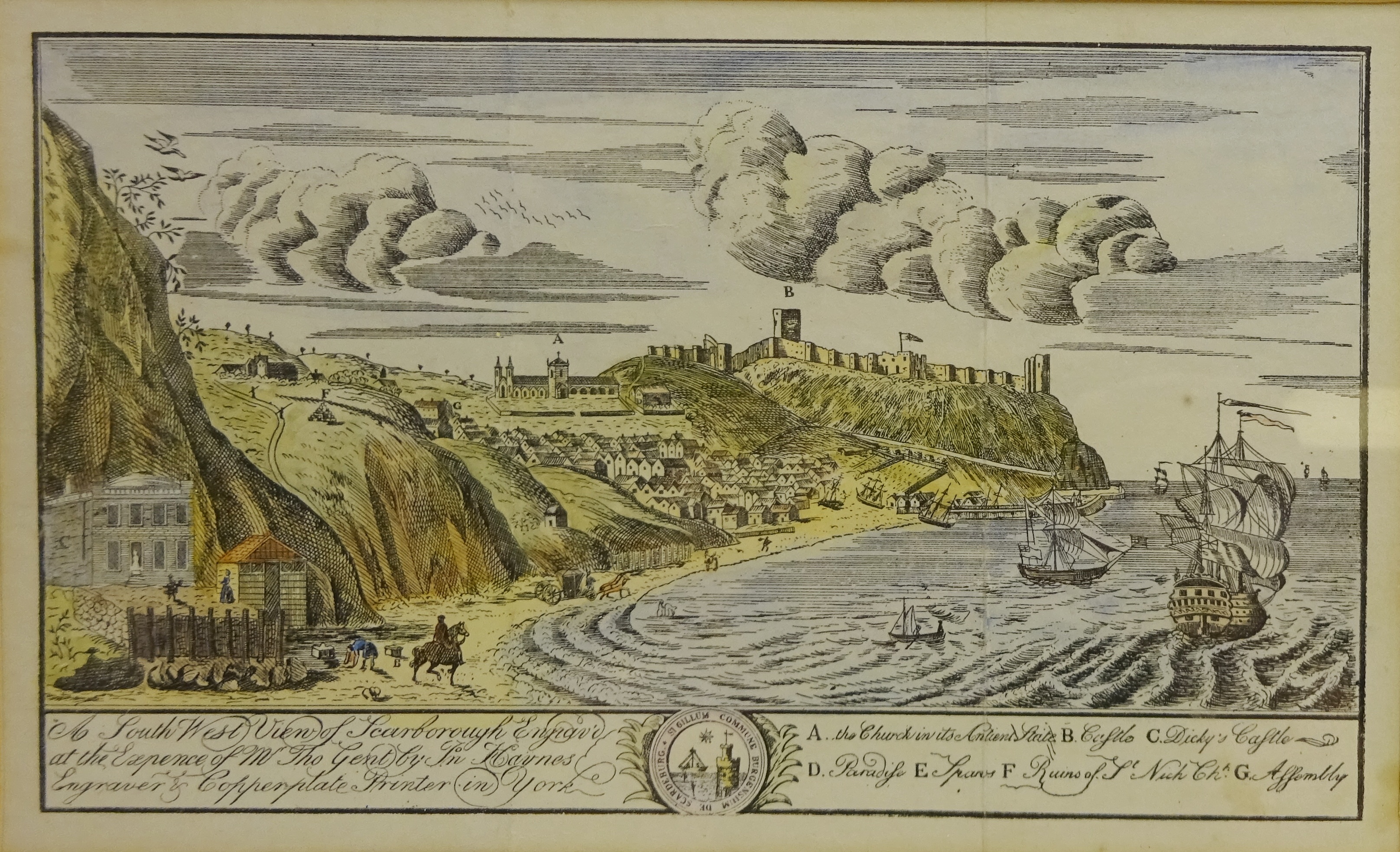 Three 19th century engravings hand coloured - 'A South West View of Scarborough at the Expense of - Bild 4 aus 4