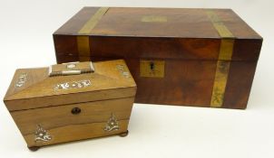 William IV rosewood sarcophagus shaped tea caddy, twin division,
