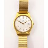 Omega Geneve gentleman's manual gold-plated wristwatch on expandable bracelet Condition