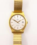 Omega Geneve gentleman's manual gold-plated wristwatch on expandable bracelet Condition