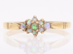 9ct gold opal cluster ring hallmarked Condition Report Approx 1.