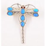 Opal dragonfly silver (tested) brooch Condition Report <a href='//www.