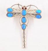 Opal dragonfly silver (tested) brooch Condition Report <a href='//www.