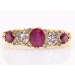 Ruby and round brilliant cut diamond gold ring hallmarked 18ct Condition Report