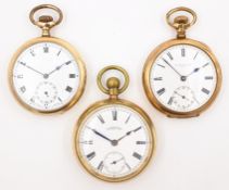 Gold-plated pocket watch by Waltham, gold-plated pocket watch by H.