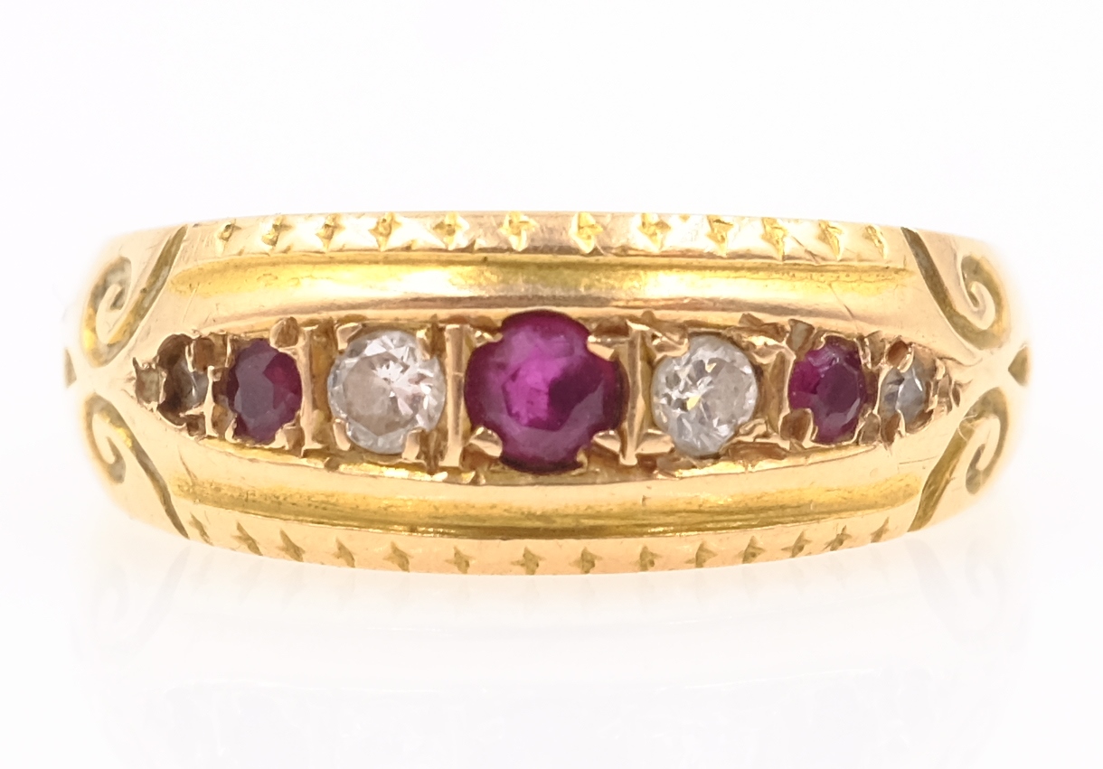 Victorian ruby and diamond 15ct gold ring Birmingham 1894 Condition Report Approx 2.