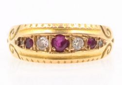 Victorian ruby and diamond 15ct gold ring Birmingham 1894 Condition Report Approx 2.