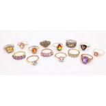 Stone set silver and silver gilt rings stamped 925 (14) Condition Report <a