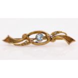 Victorian seed pearl and blue stone set brooch 9ct Condition Report Length = 5cm