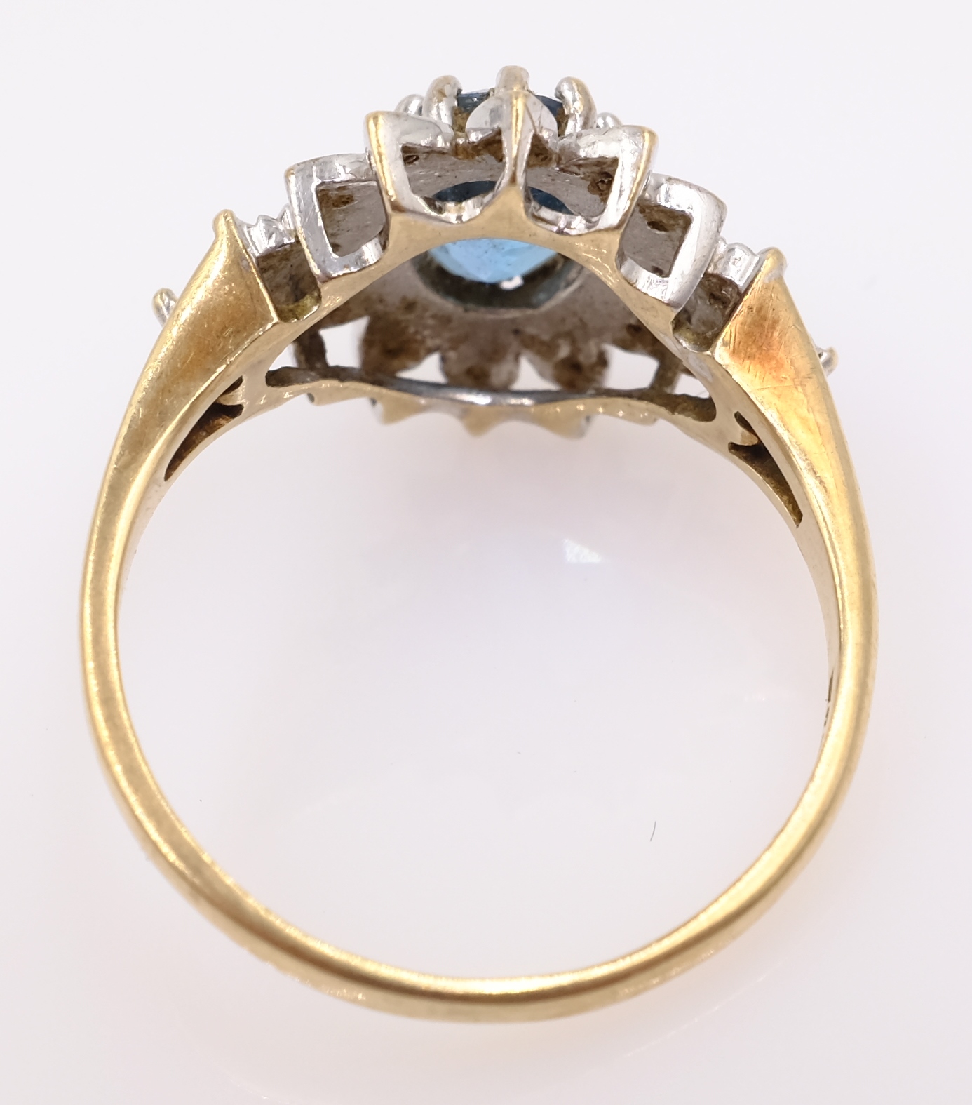 Apatite and diamond cluster ring hallmarked 9ct Condition Report Approx 3. - Image 3 of 3