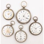 Silver pocket watch by Waltham Birmingham 1899, two continental silver pocket watches stamped 935,