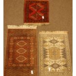 Persian Baluchi geometric design rug/mat (74cm x 64cm),