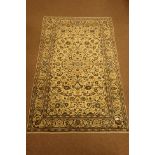 Large Persian ivory ground Kashan rug with scrolled floral field and borders 310cm x 2.