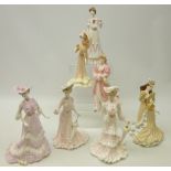 Seven Coalport Belle Epoque limited edition porcelain figures including, 'Lady Alice', 'Sophie',