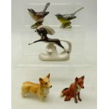 Four Beswick animals; Fox, Corgi,