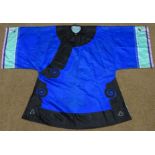 Early 20th century Chinese silk robe, blue brocade ground,