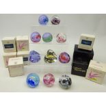 Eleven small Caithness paperweights including 'Mooncrystal' & 'Pebble', some unmarked,