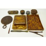 Matched simulated tortoise shell dressing table set and two powder boxes Condition