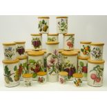 Collection of twenty-four Portmeirion storage jars of various sizes,
