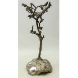 Victorian silver-plated centrepiece in the form of an oak tree on naturalistic base,
