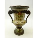 20th century porcelain Campana urn shaped vase decorated in polychrome enamels,