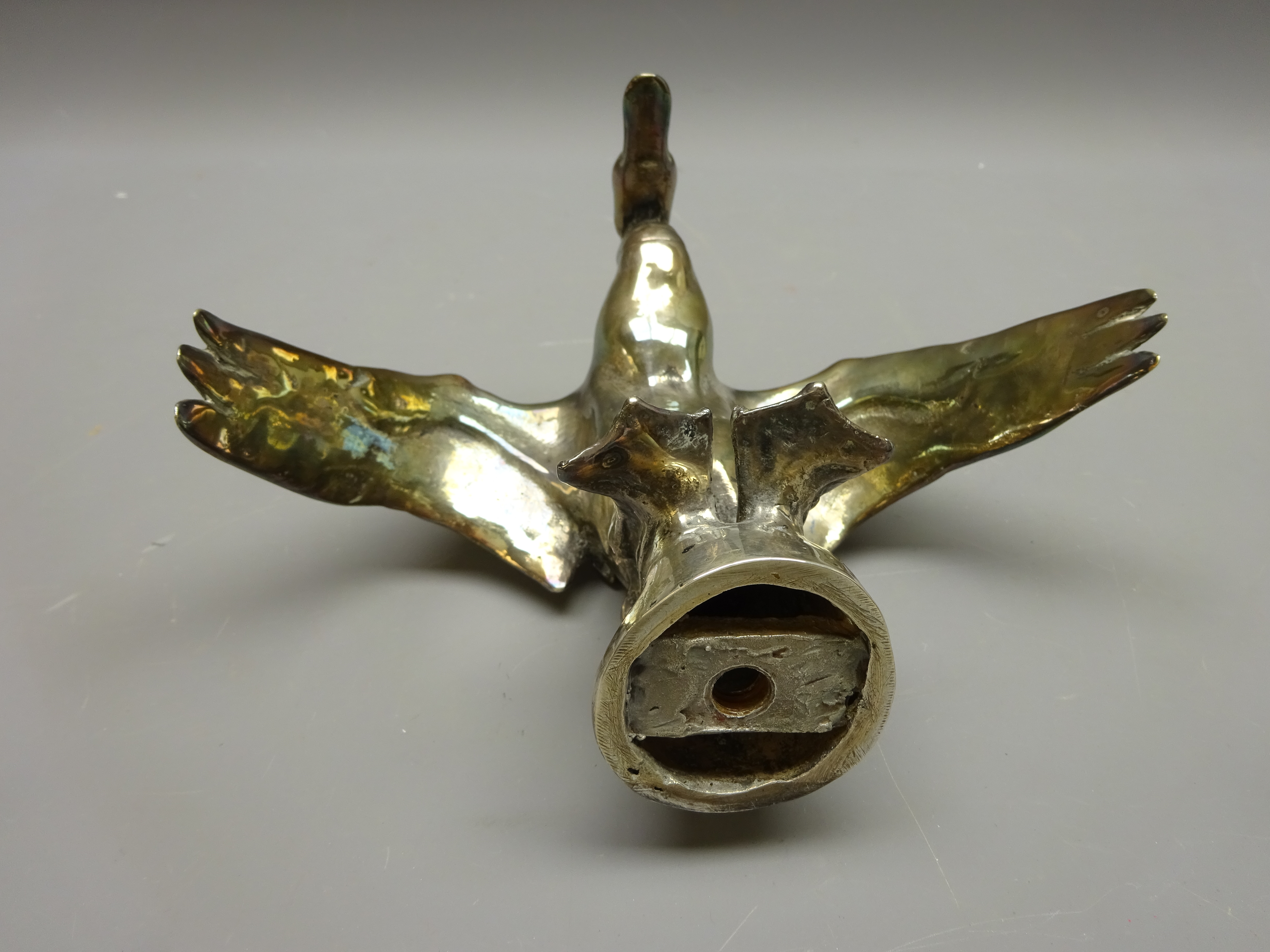 20th century chromed metal car bonnet mascot in the form of a Mallard landing on water, H14. - Image 3 of 3