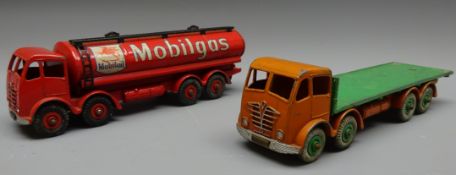 Dinky Supertoys Foden 'Mobilgas' 14-ton tanker, red hubs with black tyres, Foden Flat Truck,