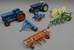 Britains Farm Implements: Fordson 500 & Super Major Tractors, Roller, Three & Four Furrow Ploughs,