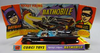 Corgi diecast Rocket Firing Batmobile with red Bat hubs, No.