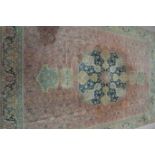 Large early Persian design carpet rug, interlacing scrolled foliage, large medallion,