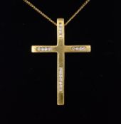 18ct gold diamond cross pendant necklace hallmarked Condition Report Chain length =