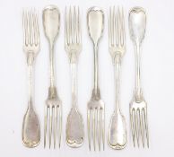 Set of six early 20th century German silver dinner forks hallmarked approx 11.