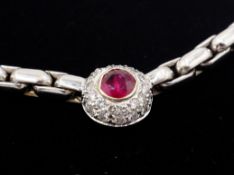 18ct white gold ruby and diamond box link chain necklace hallmarked Condition Report