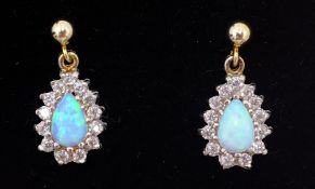 Pair of opal cluster drop ear-rings Condition Report <a href='//www.
