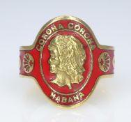 Cartier gold and enamel Corona cigar band stamped 18K