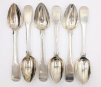 Set of six George III Scottish silver tablespoons fiddle pattern by Matthew Craw Edinburgh 1809