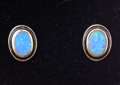 Pair of opal and enamel stud ear-rings stamped 925 Condition Report <a