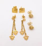 Two pairs of 22ct gold ear-rings stamped 916 approx 2.