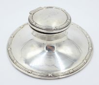 Edwardian silver inkstand by A & J Zimmerman Birmingham 1905 diameter 14cm Condition