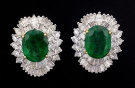 Pair of 18ct white gold emerald,