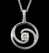 18ct white gold diamond pendant necklace hallmarked Condition Report Chain length =