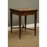 Edwardian rosewood inlaid envelope top card table,