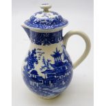Late 18th century sparrow-beak milk jug and cover decorated in the Pagoda pattern,
