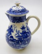 Late 18th century sparrow-beak milk jug and cover decorated in the Pagoda pattern,