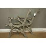 Pair ornate cast iron bench ends - unfinished and ready to paint,